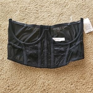 Auden Black Lace Bustier Corset Top Large NWT